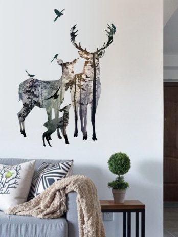 Home Decoration Creative Wall Sticker Deer Silhouette Forest Art Decals Removable Stickers For Living Room Corridor DIY -TB
