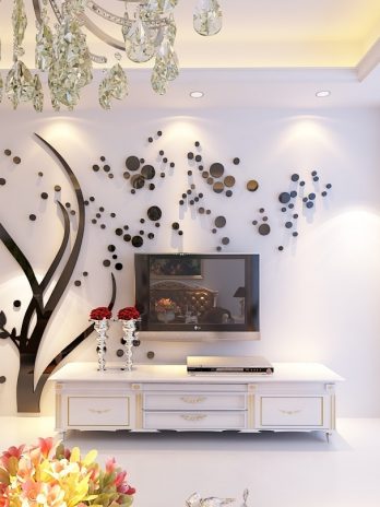 Mirror 3D Wall Stickers Crystal Acylic Wall Decals Tree Sofa Background Stickers Living Room Wallpaper Home Decorations Sticker